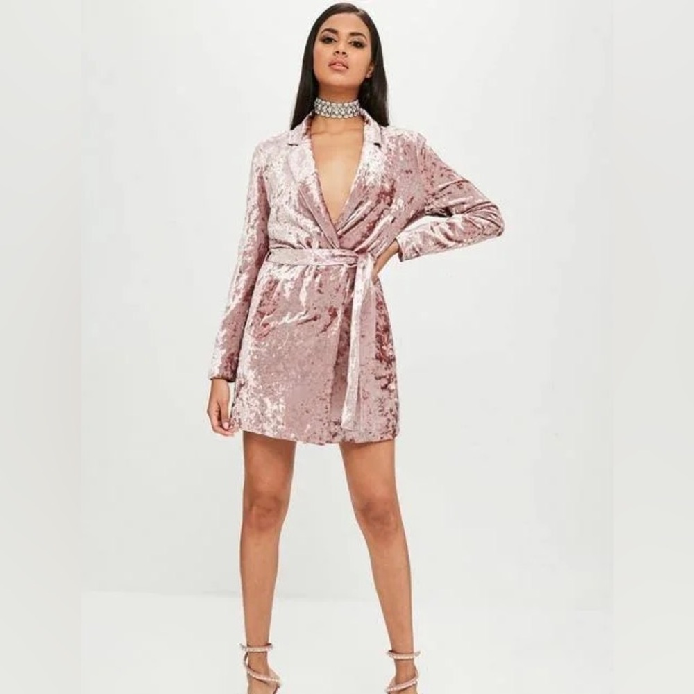 Missguided x Carli Bybel pink crushed velvet wrap dress